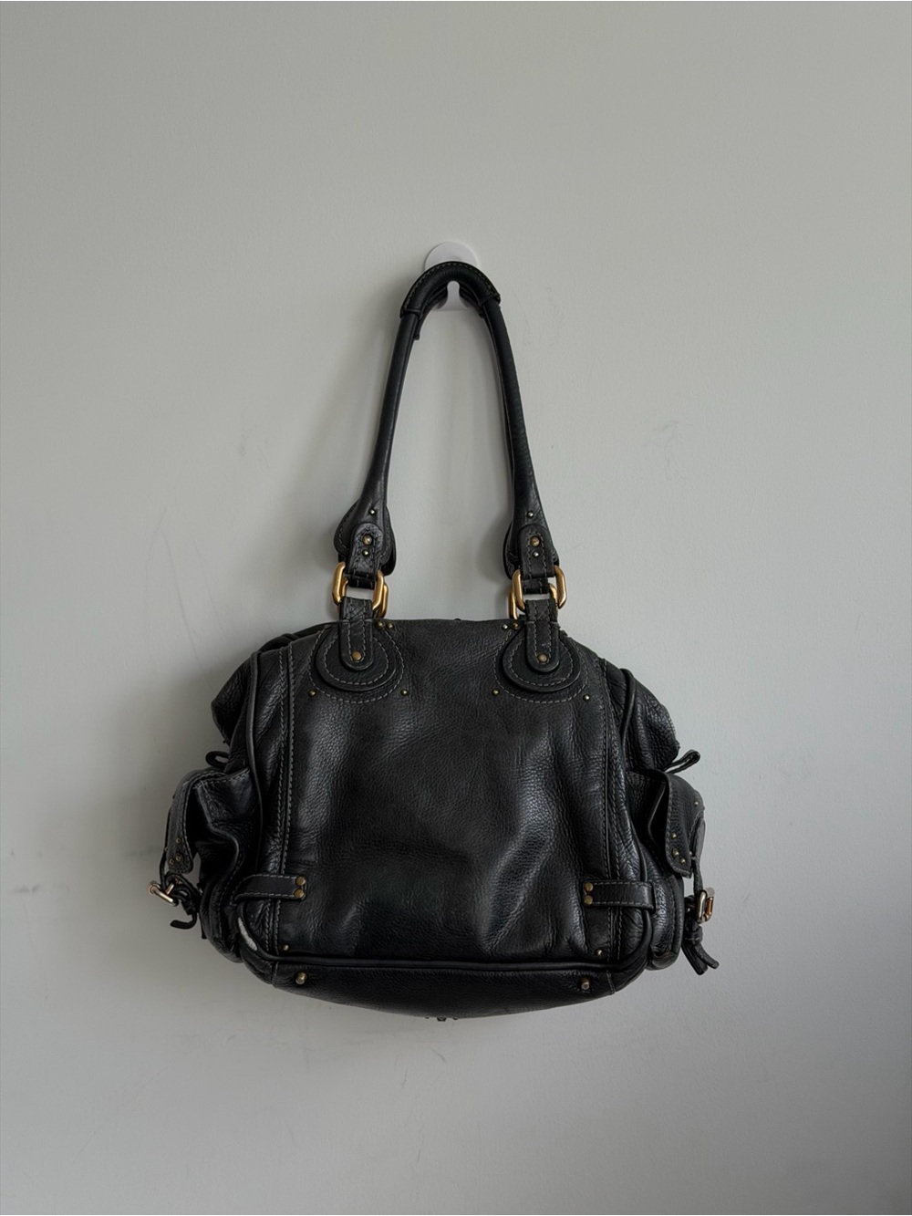 Black RARE Chloe Paddington Leather Shoulder Bag with Gold Hardware